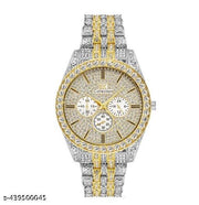 European and American stainless steel men's watch large rhinestone men's watch Roman scale calendar watch golden green full diamond watch