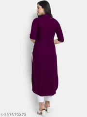 Women's Solid Rayon Kurtis