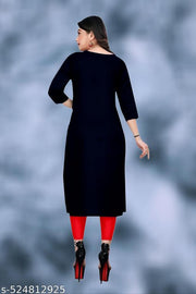 Plain Ethnic Pack of 2 American Regular Fit Kurta Round Neck New Stylish Casual Crepe Fabric Kurti For Women