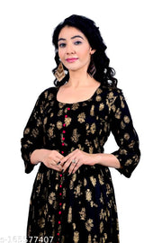MBC028-Printed Dress Black