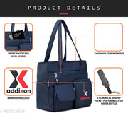 Double Pocket Handbag for Women: Stylish, Ideal Companion for Work, Travel, Polyester Material, Spacious 10-liter Capacity, 6 Pockets. (Navy Blue)…
