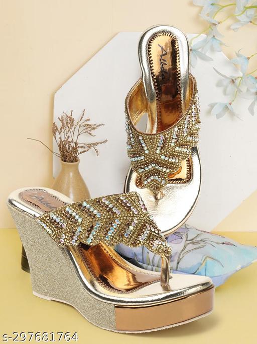 Albela Women's Trendy Partywear & Bridal Wedge Heel Sandal