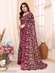Festive Wear Georgette Printed Women's Saree with Un-stitched Blouse