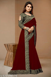 Graceful Georgette Silk Saree with Luxurious Maharani Lace Border