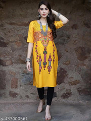 Stylish Women's Crepe Digital Printed Straight Kurti [Pack of 5]