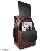 ROMOFY Vegan Leather Classic Office Laptop Shoulder College Business Backpack For Unisex