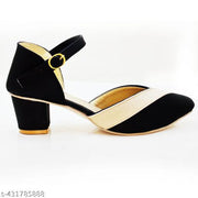 heel pump sandal for women & girls cream black medium heel  belly sandal  strep