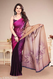 Women's Trendy Pink Soft Chiffon Fabric Saree with Unique Pallu Design