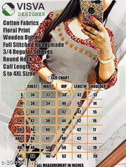 VISVA DESIGNER Cotton Floral Printed & Plain Straight Daily Use Wooden Button Stylish Kurti For Women Latest Design Kurthi Dress For Girls Ladies Can Wear in Party or Casual Occasion