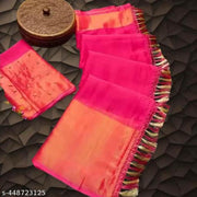 Soft chiffon saree in gajri colour with latkan lace border
