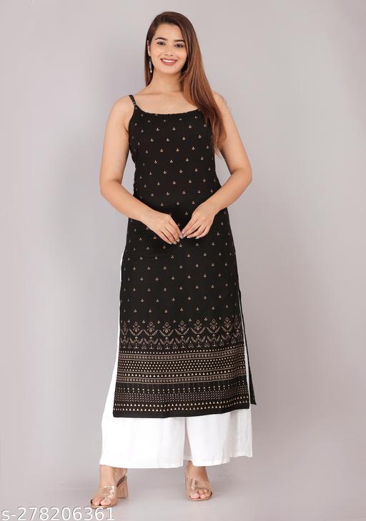 Sleeveless Black Kurti for Women