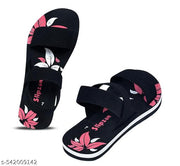 Waypoint Women stylish Comfortable  Fashionable  Flat Sandals For Girl and Women for Coaching, Office & Casual Wear - Black Color Cheapest rate