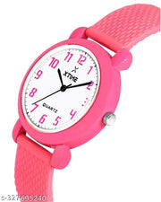 XTIME Analogue Watch Round White Dial & Pink Resin Strap for Boys & Girls