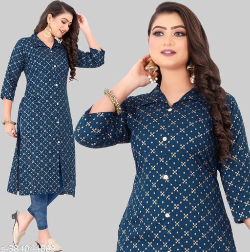 Rayon Cotton Women Printed Kurti