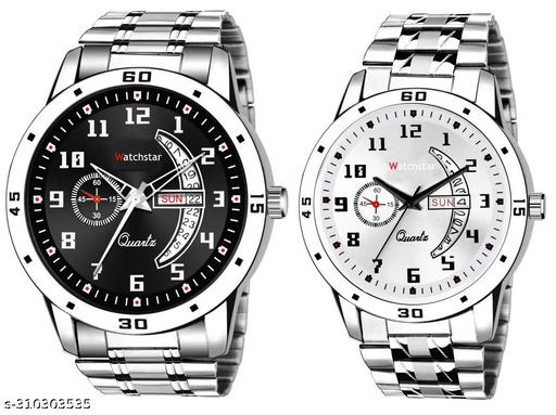 Stainless Steel Strap Day Date Analog Watch For Men