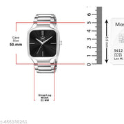 NEW DESIGN SQUARE STIANLESS STEEL ADJUSTABLE CHAIN Analog Watch - For Men