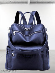 Muchova Muchova Women Stylish Blue Solid Pattern Artificial Leather Medium Size Backpack for College School Travel Dailyuses LeightWeight and Fashionable Bag