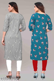 Women Printed Crepe Kurtis combo of 2