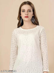 hand work net kurti