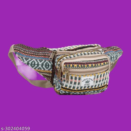 KRYSTAL Handicraft Collection Handmade Hemp Festival Waist pack Boho Hippie Waist Bag Hip Bum Running Belt Money Belt Fanny Pack Adjustable Waist Bag (Multicolour) Pack of 1