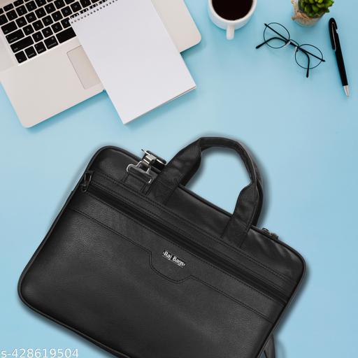 Raj Bags Office Laptop Synthetic Leather Executive Formal 15.6 inch Laptop & MacBook Briefcase Messenger/Office/Travel/Business Bag for Men Women with Multiple compartments Black Color