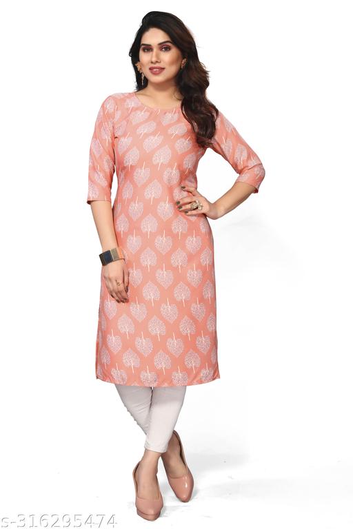Women Printed Crepe Straight Kurti