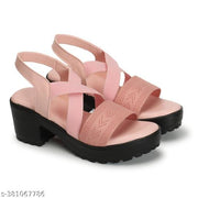 Kajmi Women Cross-Strap style Heel footwear wedges Block Chunky High Heel Ankle Elastic Strap Open Toe