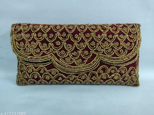 Trendy Latest Velvet Women Clutches (Pattern may vary based on availability)