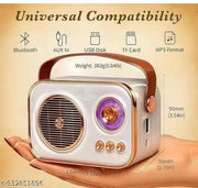 Retro Bluetooth Speaker with Vintage Design – Portable Wireless Soundbox with Leather Handle and Classic Gold Accents
