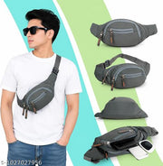 Flikker: Stylish Unisex Polyester Kawar Yatra Waist Bag | Water-Resistant Crossbody Chest Bag Trendy Side Bag  for Boys Belt Bag Girls Unisex Crossbody Wallet Purse Small Wallet Pouch Fanny Pack Swag Bag for Man Hip Bag (Grey, Pack of: 1)