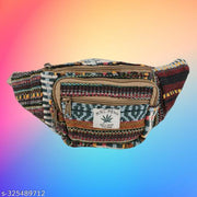 MYRIAD waist him hemp bag Artisan-Crafted Hemp Waist Bag with Unique Texture Stylish Hemp Waist Pouch: Elevate Your Wardrobe Size-(30 x 12 CM)