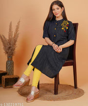 Women's cotton embroidery A-LIne kurtis