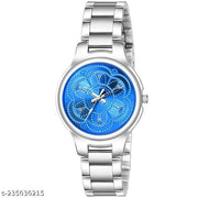 BOLUN Bolun Blue Flower Dial Metal Silver Belt Girls watch