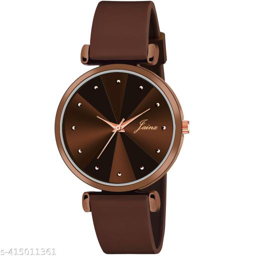Jainx JW8576 Brown Silicone Band Analog Wrist Watch For Women