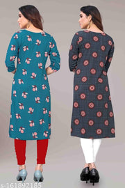 Women Printed Crepe Kurtis combo of 2