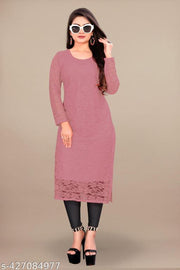 Trendy Light Chocolaty(Pech) Designer Net Kurti | Light Chocolaty(Pech) Net Kurti for Women | Designer Embroidered Partywear Kurti