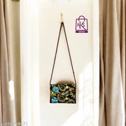 NAKASA Women's Kashmiri Handmade Flower Embroidery Small Maroon Clutch Bag