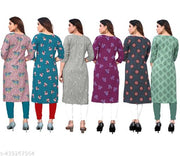 Women Printed American Crepe Kurta Combo of 6