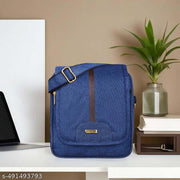 LOREM Blue Stylish Linen Textured Cross Body Sling Bag For Men SL06