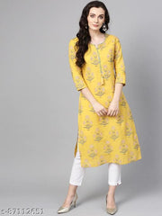 YELLOW PRINTED KURTI
