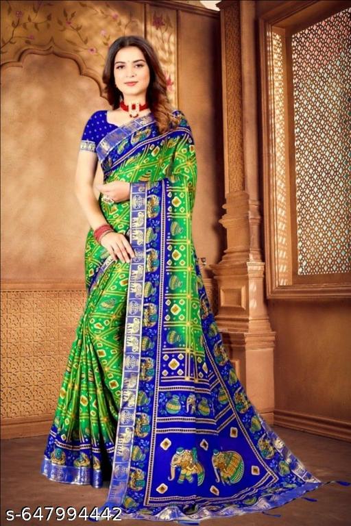 Blue Patola Saree (Silk)Tassels and Latkens With Running Blouse