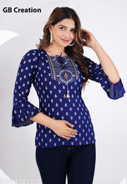 Women Trending Rayon Printed Short Kurta