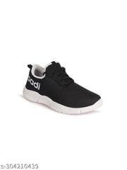 Aadi Men's Black & White Mesh Running Sports Shoes
