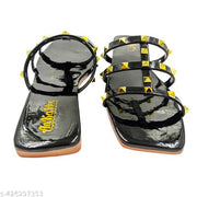 AnKaHu women flats for women Black stylish partywear new model latest fashion Square Sole ladies footwear