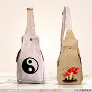 Pack of 2 Unisex Printed Sling Bag & Round Crossbody Travel Bag