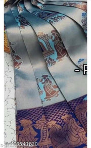Premium Kanjeevaram Silk Saree for Women with Big Zari Border Woven Wedding Party Wear Saree with Blouse Piece