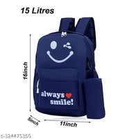 QUROX Polyester Always Smile Print Backpack For Girls (Blue)