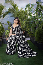 SHAGUN FAB Daily Wear Bollywood Style Floral Printed Saree For Women with Unstitch Blouse Piece