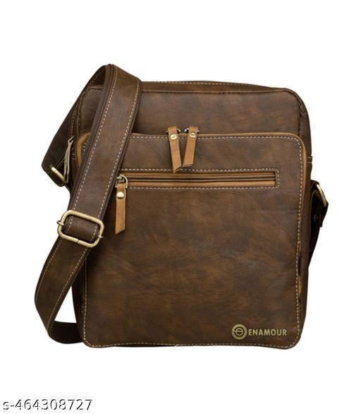 ENAMOUR Stylish Brown Leather Sling Bag for Men | Enamour Premium Crossbody Messenger Bag with Adjustable Strap for Travel, Office, Casual & Use