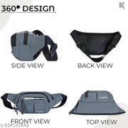 VALIJA Waist Bag for Men Women Grey | Travel Handy Hiking Running Pouch with Zipper | Adjustable Strap Fanny Pack